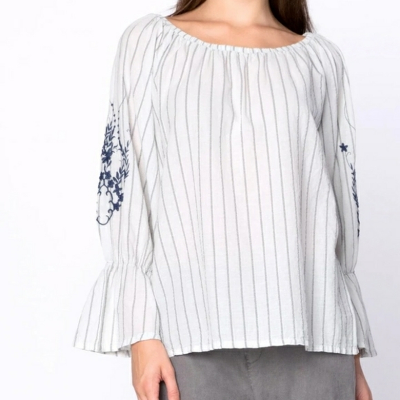 XCVI Striped Off the Shoulder Top - Picture 6 of 10